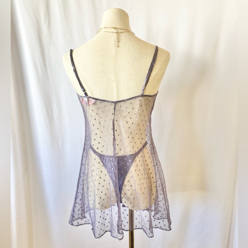 VICTORIA'S SECRET 2000 SILK PEIGNOIR SET IN SMOKY LAVENDER - Picture 5 of 8